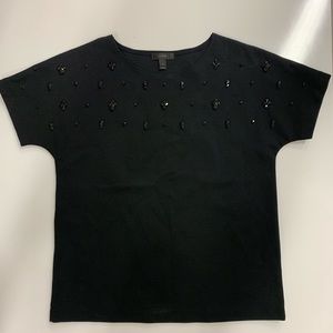 J.CREW DOLMAN Jeweled Black Top S
